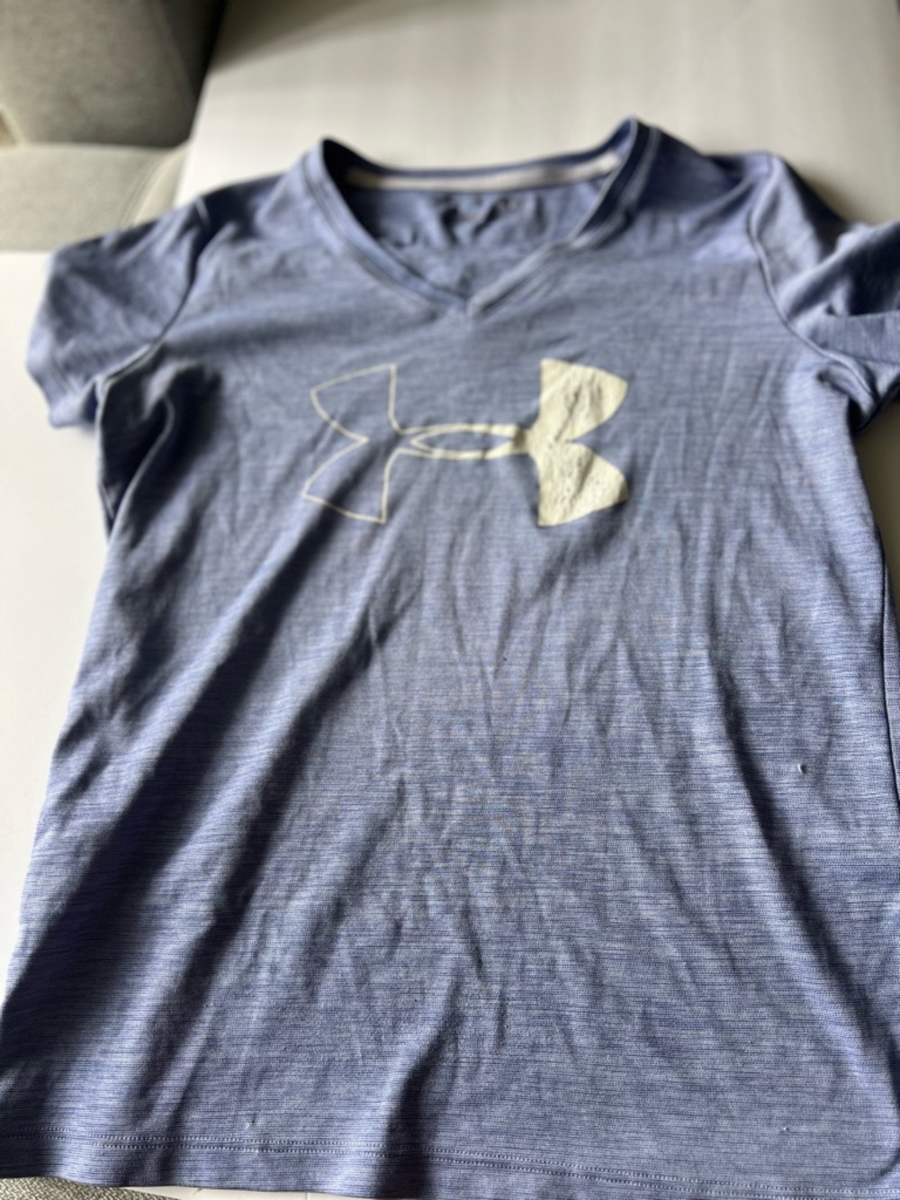 Under Armour Heathered Blue Short Sleeve V-Neck Logo Tee